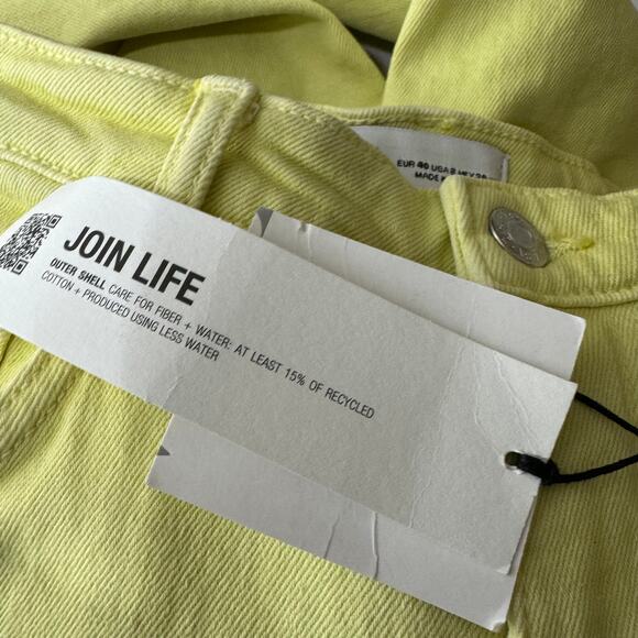 Zara Mid Rise Crop Flare Lime Yellow Stretch Jeans NWT Size 8 - Picture 11 of 15